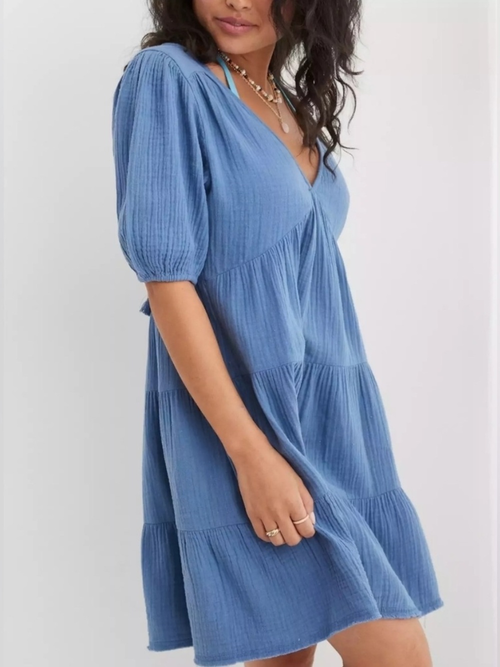 aerie Blue Tiered Mini Dress